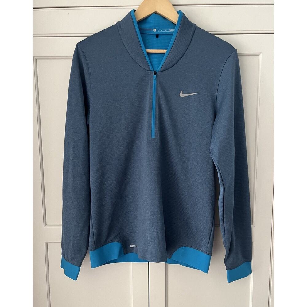 Nike Tiger Woods Jacket Mens Sz. S Cypress Shield 1/4 Zip Golf Blue